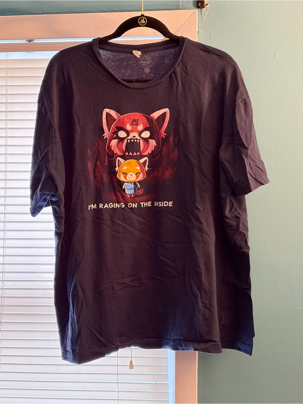 Sanrio Aggretsuko Dark Blue Graphic Tee - I'm Raging On The Inside
